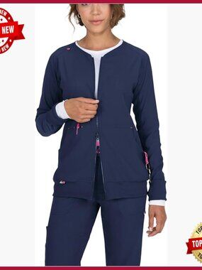 Long Sleeve Scrub Jacket with Thumbholes and Pockets, Regular Fit